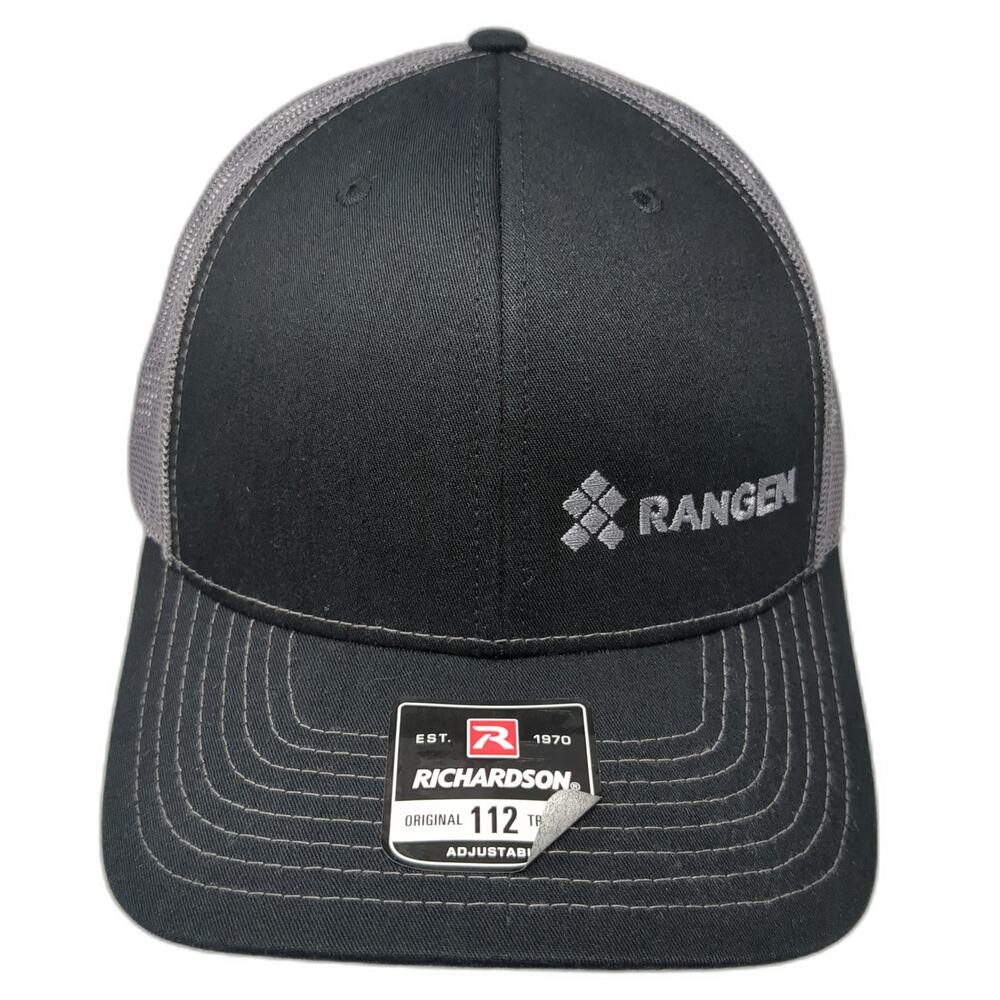 Richardson Trucker Hat Black One Size Rangen Logo Mesh Back Snapback Adjustable